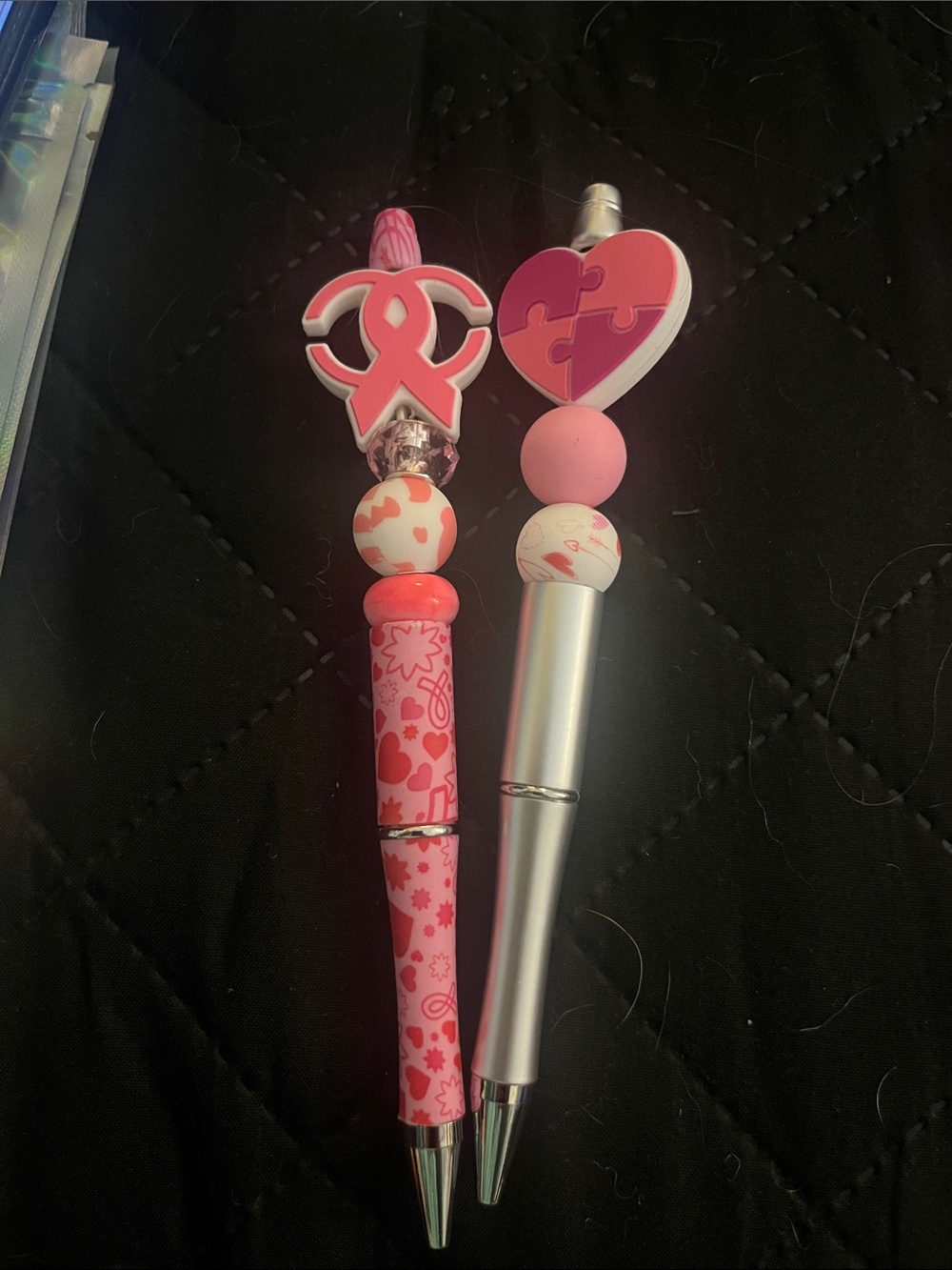 Decorative Pink Heart & Ribbon Bead Pens — Set of 2 41